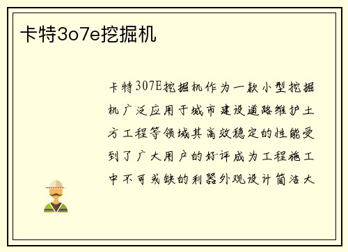 卡特3o7e挖掘机